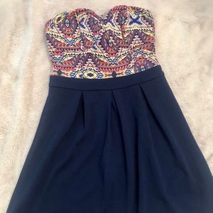 Navy and Printed Dress